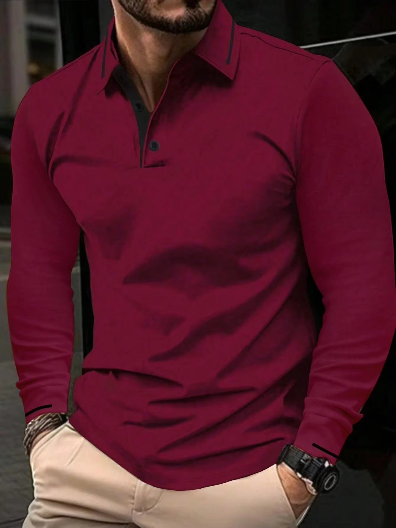 The new men's long-sleeved polo shirts for Spring/Autumn 2025 feature a casual and fashionable 3D pattern print.