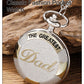 Exquisite Vintage Silver Golden Best Dad Quartz Pocket Watch Fob Chain Necklace Men's Father's Day Birthday Gift Clock