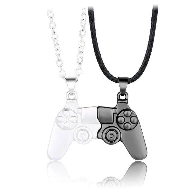 Magnetic Game Controller Necklace, Gold and Silver Color, PS4 Console Pendant, Valentine's Day Gift, 2 Pieces Per Set