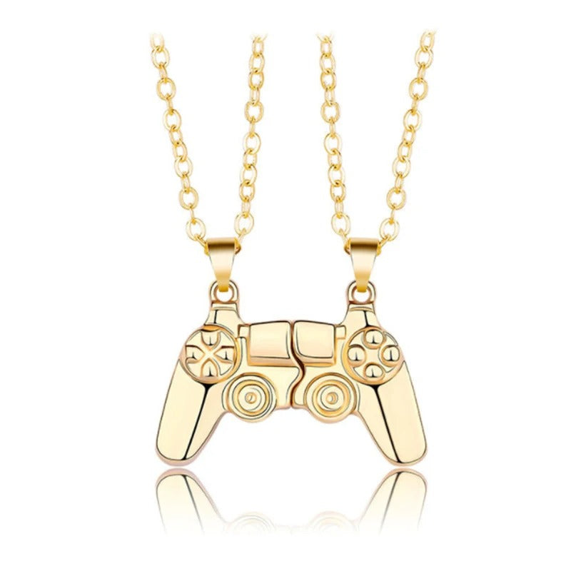 Magnetic Game Controller Necklace, Gold and Silver Color, PS4 Console Pendant, Valentine's Day Gift, 2 Pieces Per Set