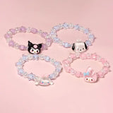 Cute Sanrio Crystal Couple Bracelet Cartoon Melody Kuromi Handmade Gift for Best Friend's Birthday