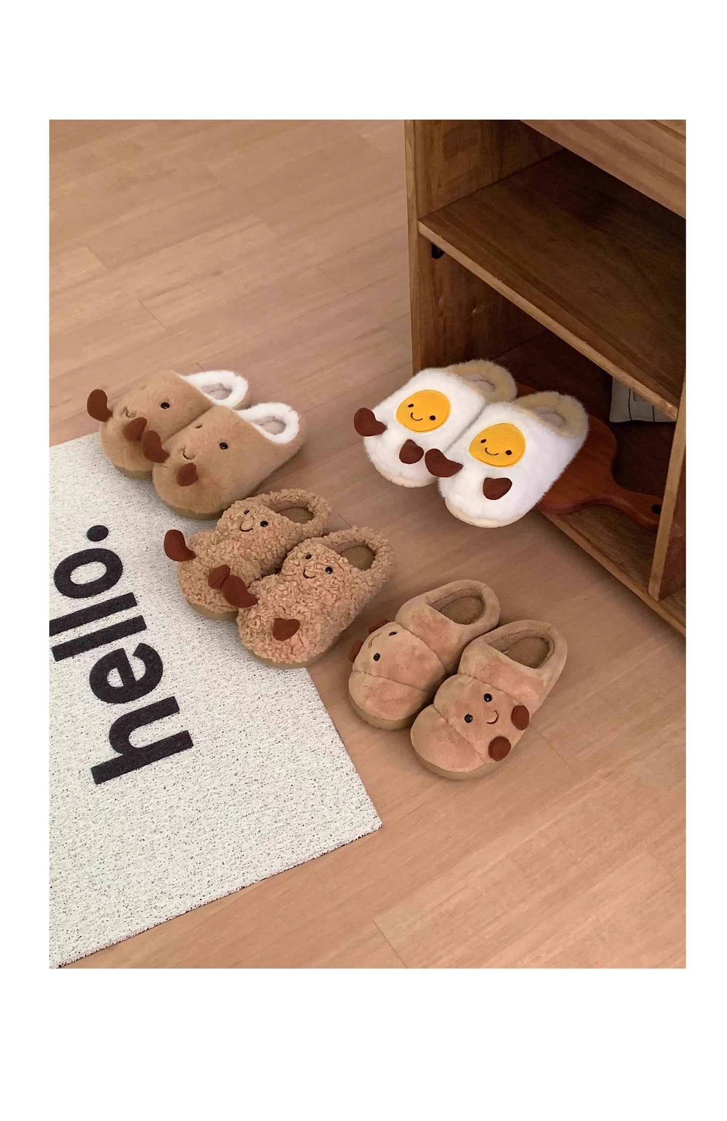 Couples Winter Home Slippers Fun Croissant Bread Design Thick Soled Anti Slip Cute Cotton Indoor Household Slipper For Men Women