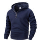 Men's Half Zipper Hooded Hoodies New Solid Color Long Sleeve Sweatshirts Autumn Loose Sport Warm Sweats Fashion Casual Pullover