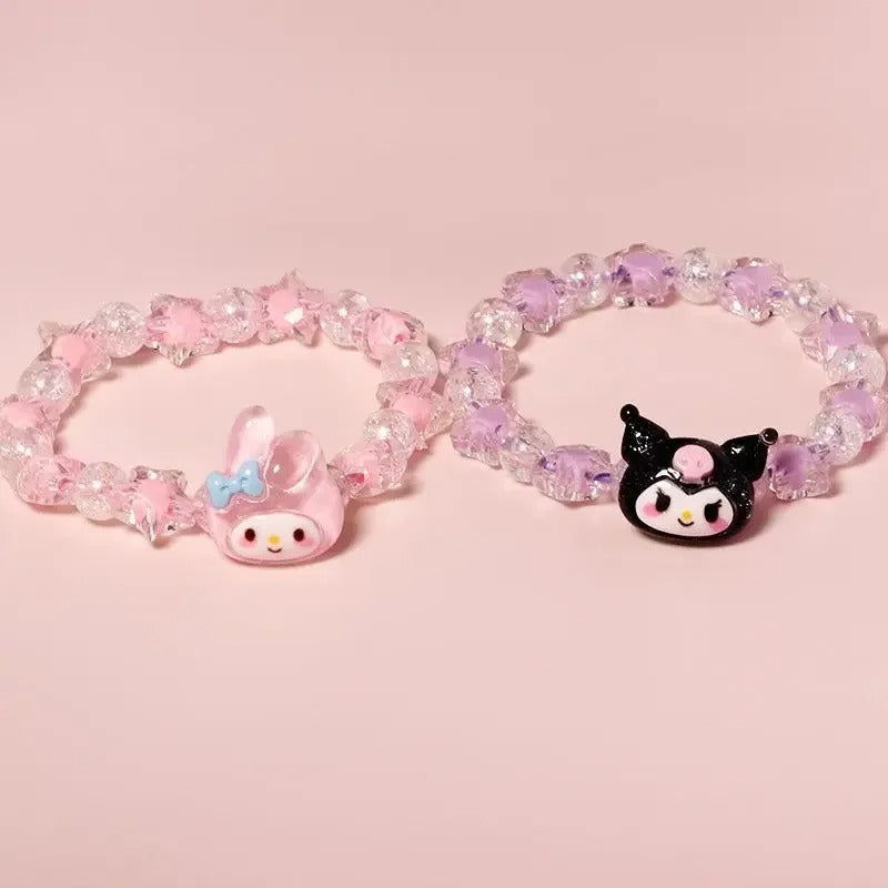 Cute Sanrio Crystal Couple Bracelet Cartoon Melody Kuromi Handmade Gift for Best Friend's Birthday