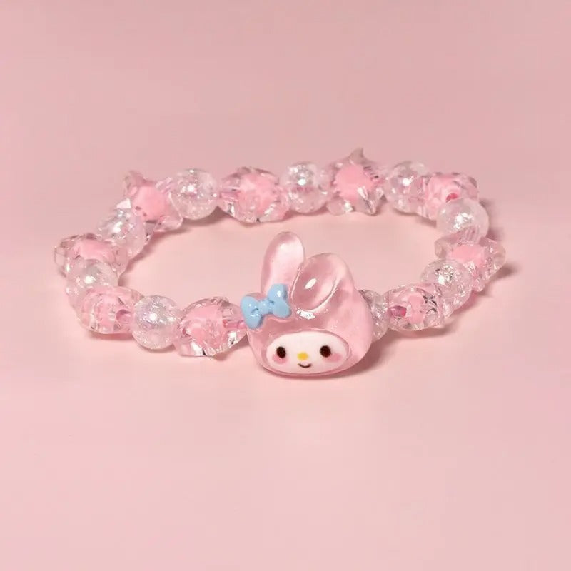 Cute Sanrio Crystal Couple Bracelet Cartoon Melody Kuromi Handmade Gift for Best Friend's Birthday