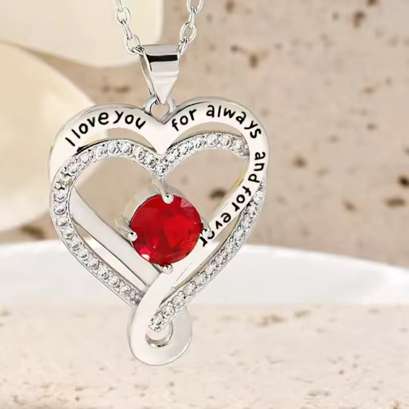 Rose Box Heart Pendant Necklace, I Love You Jewelry Gift for Mom, Wife, Lover, Daughter, Girlfriend, Christmas Best Friend