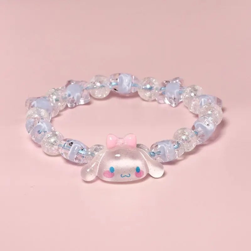 Cute Sanrio Crystal Couple Bracelet Cartoon Melody Kuromi Handmade Gift for Best Friend's Birthday