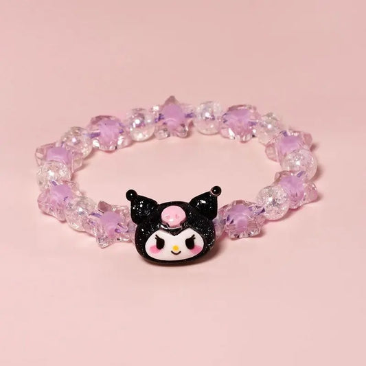 Cute Sanrio Crystal Couple Bracelet Cartoon Melody Kuromi Handmade Gift for Best Friend's Birthday