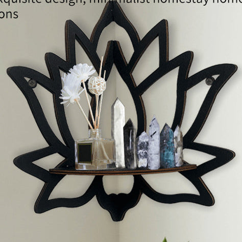 Wooden Lotus Hollow Decorative Rack Aromatherapy Organiser Essential Oil Candle Holder Wall Mounted Shelf Corner Shelf
