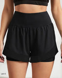 Breathable 2-in-1 Workout Shorts for Women, High Waist, Double Layer, Running, Gym, Athletic, Sports Shorts with Mesh Trim