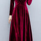 2024 Vintage Long Sleeve Women Sexy Midi Dresses Autumn Winter Velvet Thick Warm Dress Elegant Bodycon Party Night Maxi Vestidos