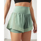 Breathable 2-in-1 Workout Shorts for Women, High Waist, Double Layer, Running, Gym, Athletic, Sports Shorts with Mesh Trim