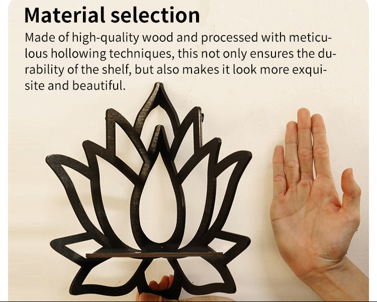 Wooden Lotus Hollow Decorative Rack Aromatherapy Organiser Essential Oil Candle Holder Wall Mounted Shelf Corner Shelf