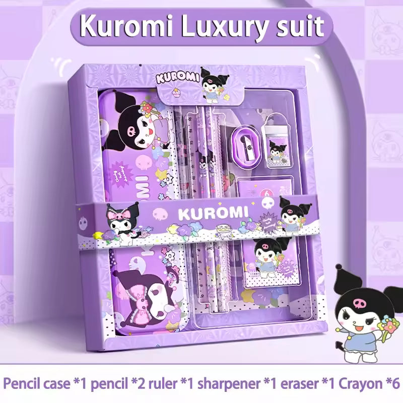anrio 12PCS Kuromi Stationery Set Cinnamoroll My Melody Pencils Erasers Rulers Student School Supplies Study Stationery Gifts
