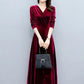 2024 Vintage Long Sleeve Women Sexy Midi Dresses Autumn Winter Velvet Thick Warm Dress Elegant Bodycon Party Night Maxi Vestidos