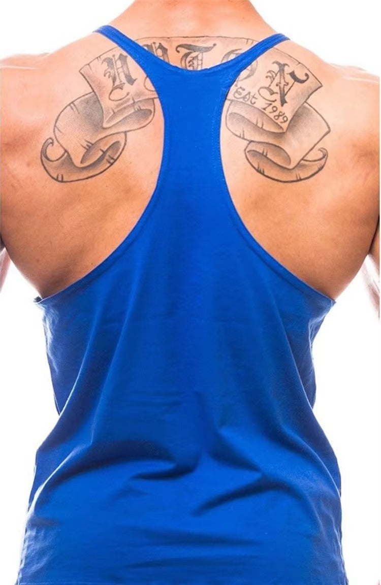 Gym Bodybuilding Tank Top Fashion Y-Back Suspender Vest Cotton Breathable Sleeveless Singlet Men's Fitness Muscle Sports Shirt