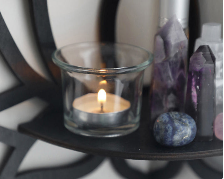 Wooden Lotus Hollow Decorative Rack Aromatherapy Organiser Essential Oil Candle Holder Wall Mounted Shelf Corner Shelf