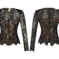 summer sexy hollowed-out blouse round collar lace shirt woman
