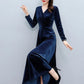 2024 Vintage Long Sleeve Women Sexy Midi Dresses Autumn Winter Velvet Thick Warm Dress Elegant Bodycon Party Night Maxi Vestidos