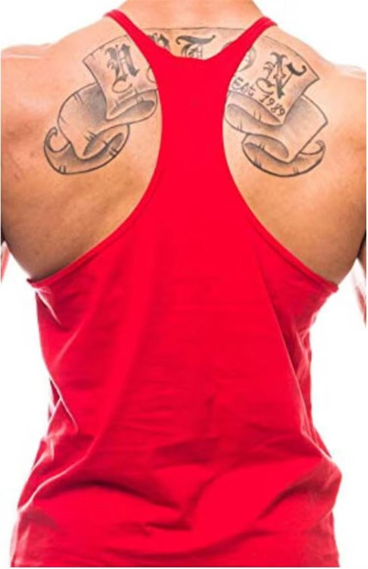 Gym Bodybuilding Tank Top Fashion Y-Back Suspender Vest Cotton Breathable Sleeveless Singlet Men's Fitness Muscle Sports Shirt