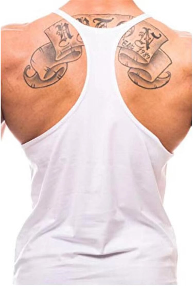 Gym Bodybuilding Tank Top Fashion Y-Back Suspender Vest Cotton Breathable Sleeveless Singlet Men's Fitness Muscle Sports Shirt