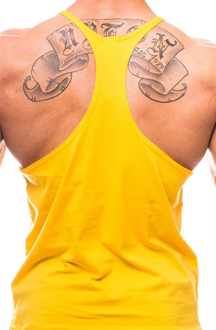 Gym Bodybuilding Tank Top Fashion Y-Back Suspender Vest Cotton Breathable Sleeveless Singlet Men's Fitness Muscle Sports Shirt