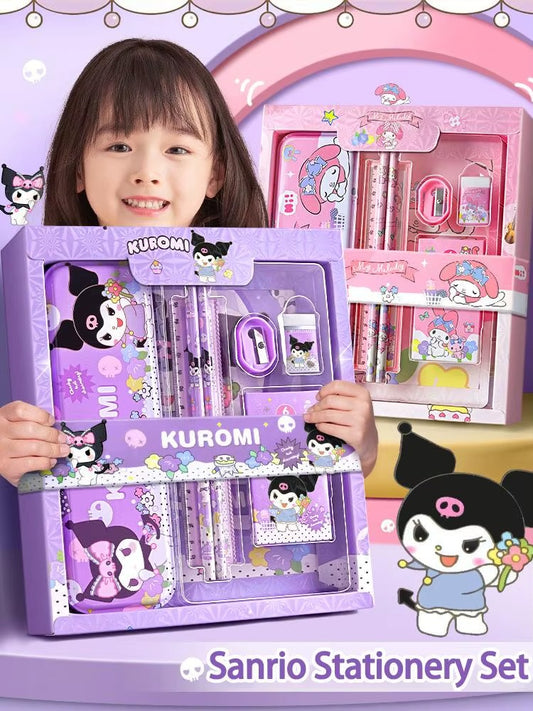 anrio 12PCS Kuromi Stationery Set Cinnamoroll My Melody Pencils Erasers Rulers Student School Supplies Study Stationery Gifts