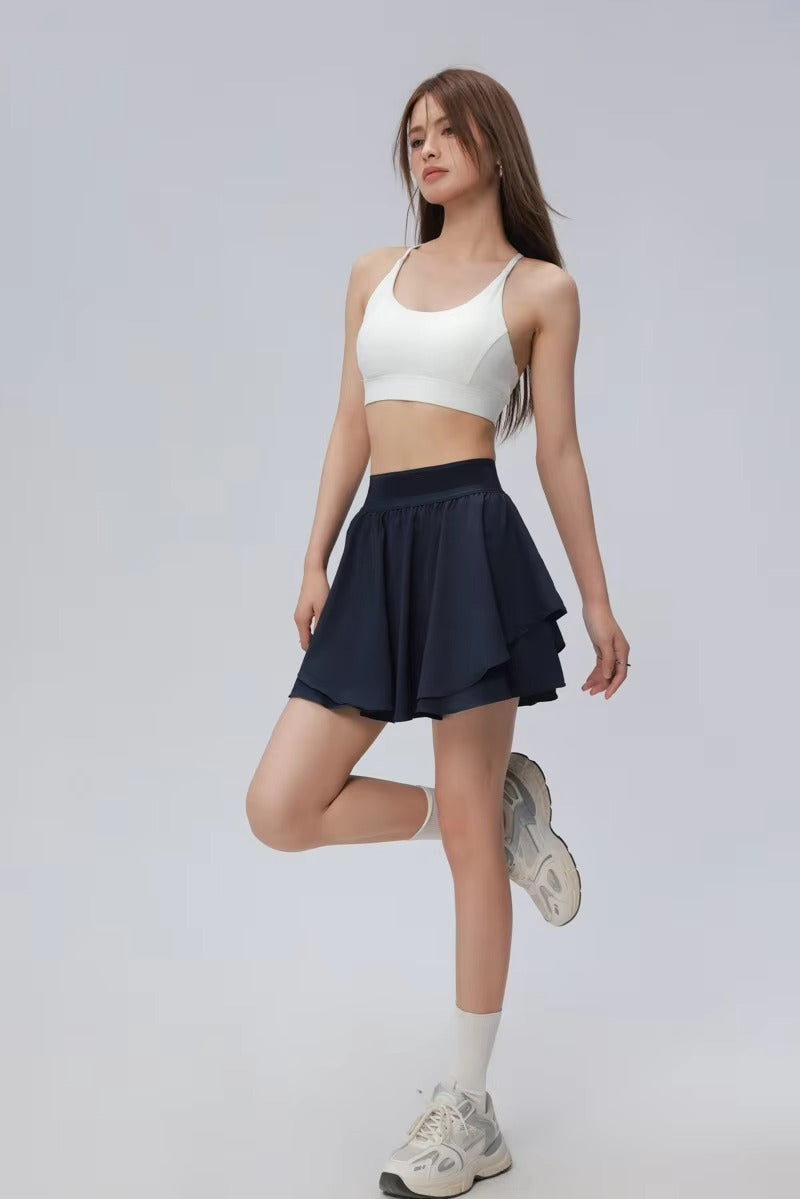 Yoga Short Skirt Anti-exposure High Waist Slimming Skirt for Women in Summer Wear Two-piece Outdoor Running Sports Skirt