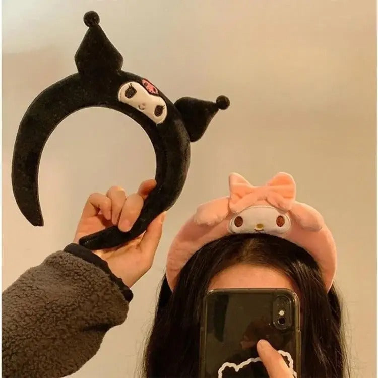 Kawaii Headband Sanrio My Melody Kuromi Cinnamoroll Pompom Purin Hair Accessories Anime Cute Cartoon Plush Headdress Girls Gift