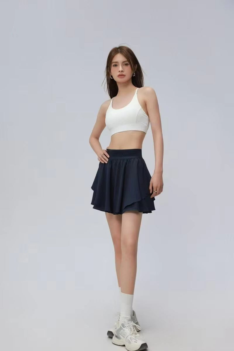 Yoga Short Skirt Anti-exposure High Waist Slimming Skirt for Women in Summer Wear Two-piece Outdoor Running Sports Skirt