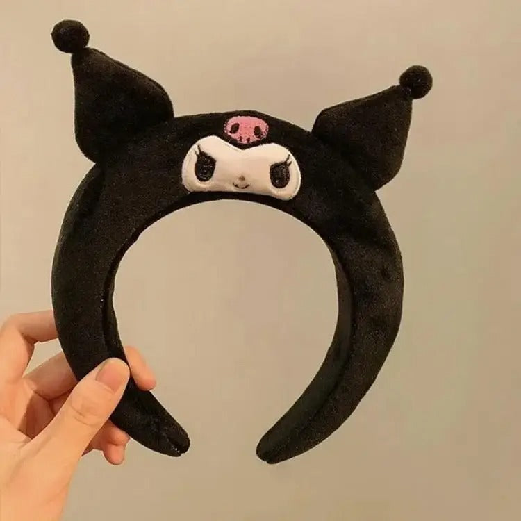 Kawaii Headband Sanrio My Melody Kuromi Cinnamoroll Pompom Purin Hair Accessories Anime Cute Cartoon Plush Headdress Girls Gift