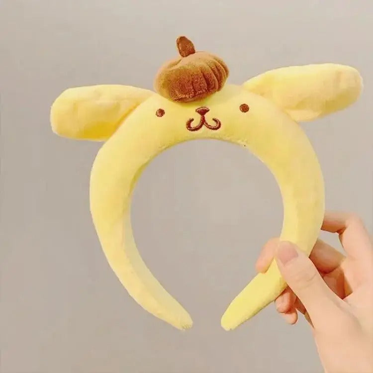 Kawaii Headband Sanrio My Melody Kuromi Cinnamoroll Pompom Purin Hair Accessories Anime Cute Cartoon Plush Headdress Girls Gift
