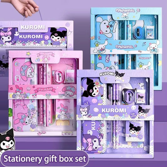 anrio 12PCS Kuromi Stationery Set Cinnamoroll My Melody Pencils Erasers Rulers Student School Supplies Study Stationery Gifts