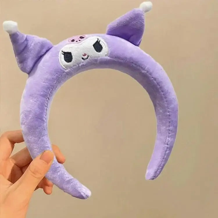 Kawaii Headband Sanrio My Melody Kuromi Cinnamoroll Pompom Purin Hair Accessories Anime Cute Cartoon Plush Headdress Girls Gift