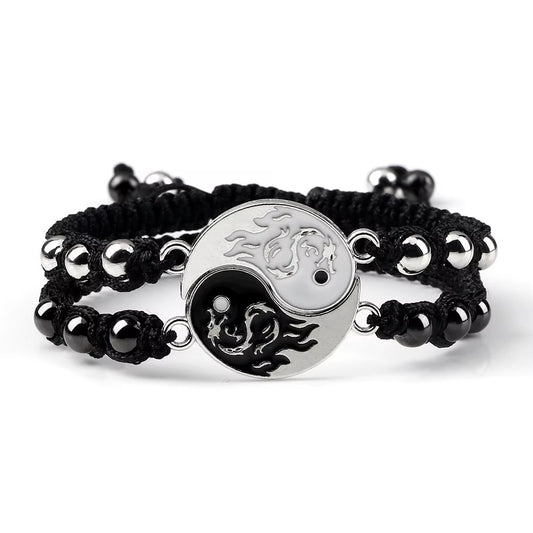 2Pcs/set Dragon Tai Chi Gossip Braided Bracelet for Women Men Best Friends Adjustable Yin Yang Bracelets Fashion Couple Jewelry