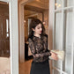 summer sexy hollowed-out blouse round collar lace shirt woman