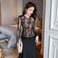 summer sexy hollowed-out blouse round collar lace shirt woman
